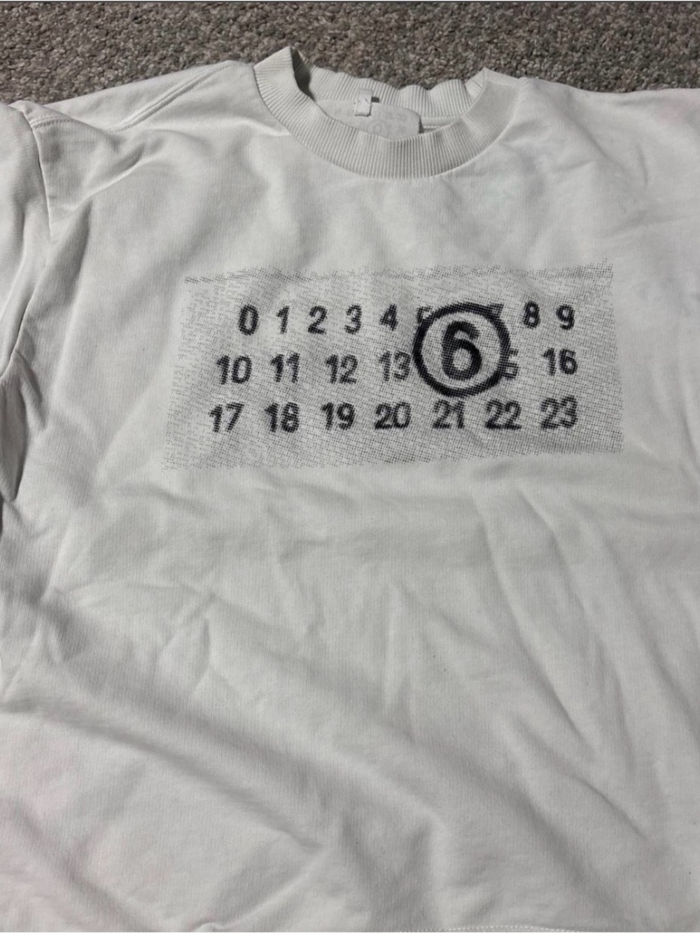 Maison Martin Margiela White Crewneck T-Shirt with Black Number Grid